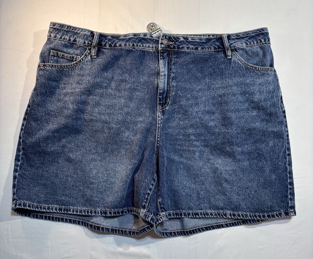 Ava & Viv Women’s Midi Denim Shorts Size 24 Blue High Rise Plus Casual